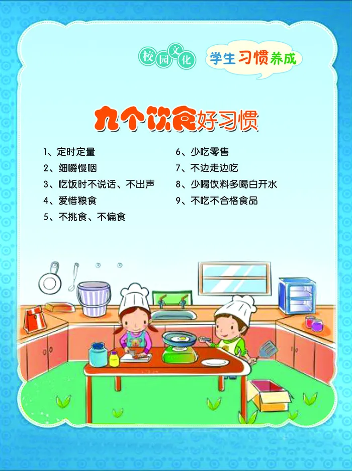 学习习惯 九个饮食psd模版下载