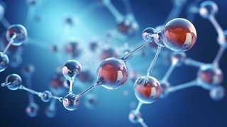 蓝色分子DNA细胞分子模型三维图解.分子科学背景