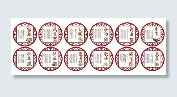 核心价值观户外雕刻展示板