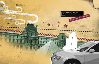 汽车人物建筑剪纸风PSD素材