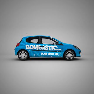 蓝色小汽车轿车 车身广告