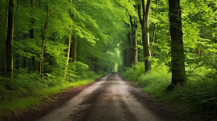 夏天森林小径绿色摄影图(4368x2448)
