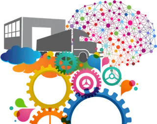 工程机器卡通线条图科技kv主视觉素材