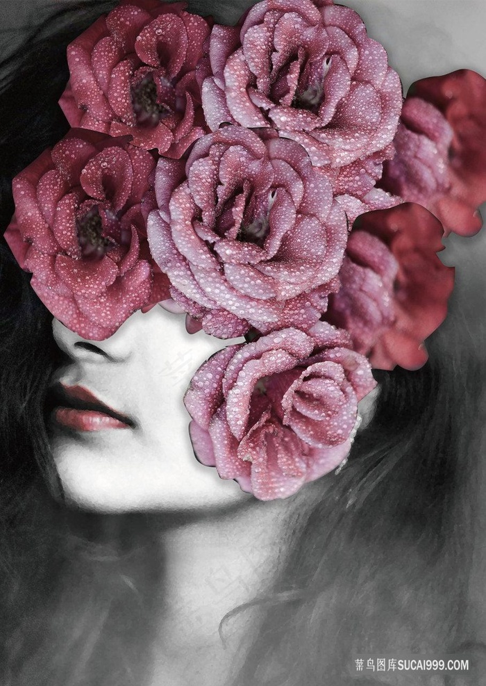 唯美花卉美女装饰画