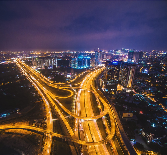 高清唯美城市夜景立交桥