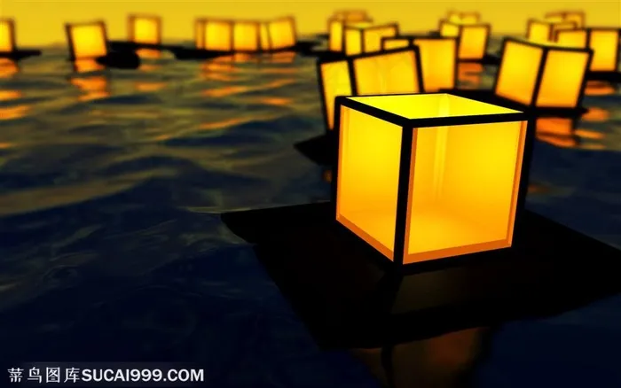 发光3D立体方块漂浮
