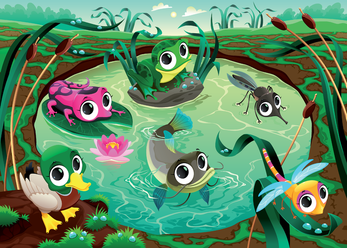 卡通池塘背景