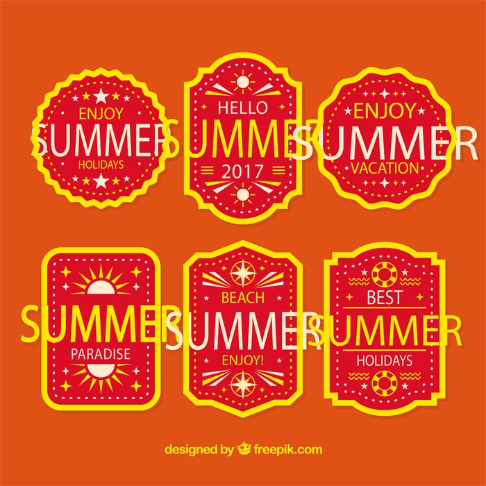 免抠橙色夏季度假标签