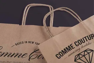 袋子样机 两个轻便牛皮纸袋平放 大容量手提袋 礼品袋 纸质打包装袋