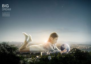 儿童梦想天空psd背景