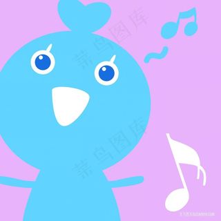 音乐娃娃卡通插画
