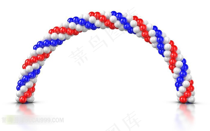 三色气球组成的拱形门创意摄影高清图片