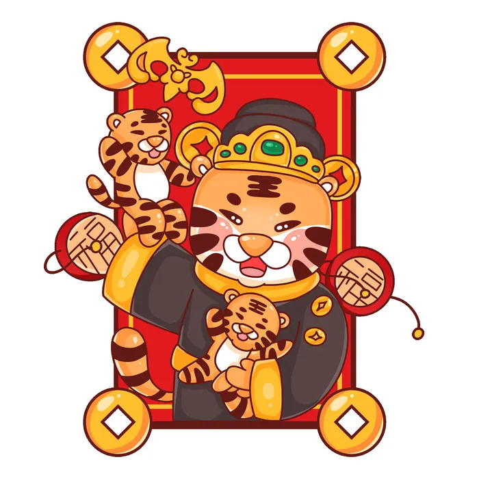 PNG免扣2022虎年新年春节元旦卡通老虎形象图片插画PSD设计素材psd模版下载