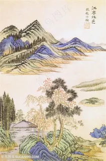 王时敏仿古山水册之仿赵伯驹江亭秋色图国画图片 王时敏仿古山水册之仿赵伯驹江亭秋色图国画图片