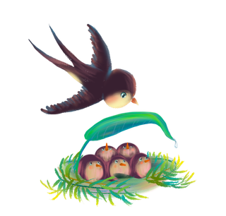 清明元素卡通春天清明节晚春绿色