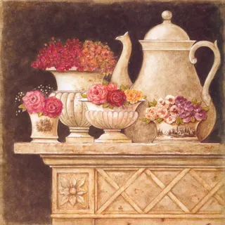 酒壶花卉花瓶油画