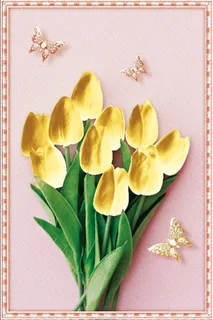 玉雕郁金香黄花蝴蝶玄关