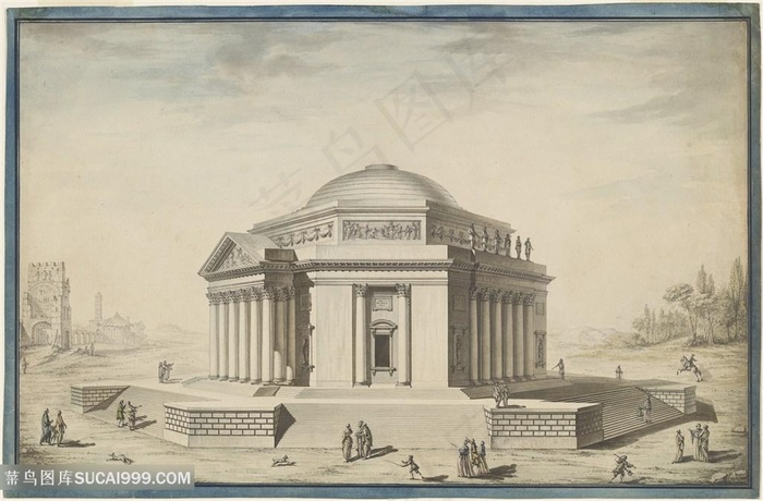 欧洲建筑房子装饰画