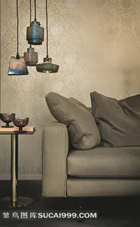 欧美室内效果图卡其沙发