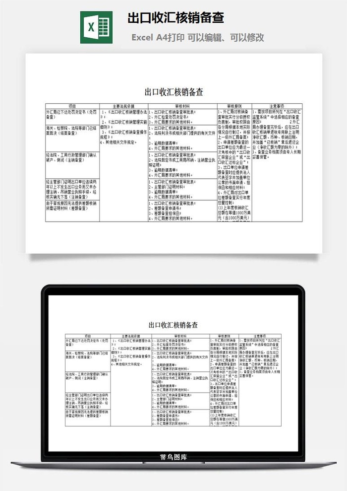 出口收汇核销备查excel模板