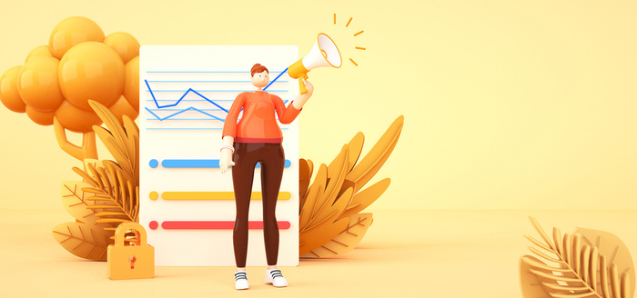 c4d办公场景拿喇叭的人