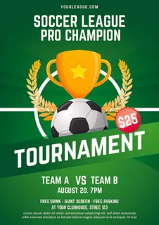 世界杯足球比赛绿色海报