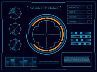 科幻未来科技操作仪表盘HUD元素图游戏UI图标界面边框矢量AI素材