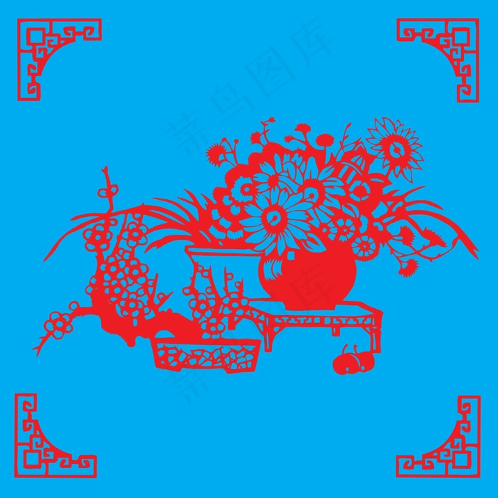 鲜花剪纸 剪纸风元素ai矢量模版下载