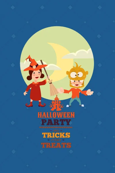 万圣节小鬼捣蛋儿童矢量插画扁平ai矢量模版下载