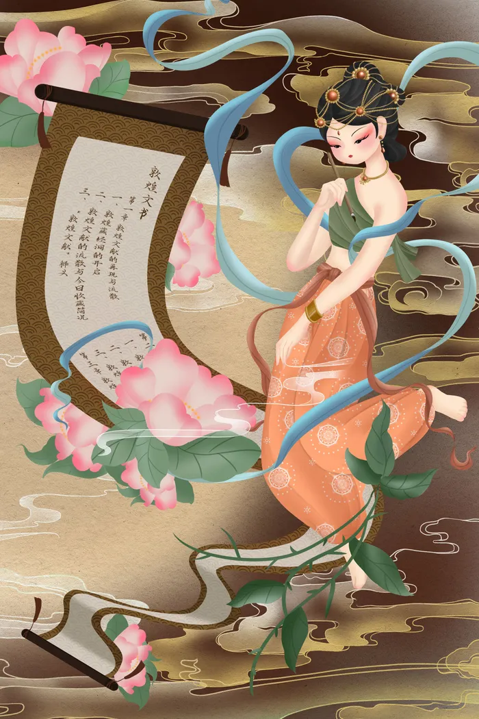 敦煌系列国潮插画(1701x2551)psd模版下载