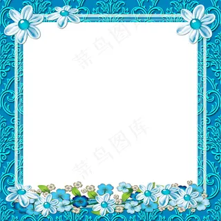 蓝色花边相框图片