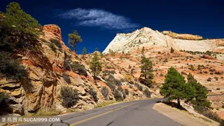 唯美山脉沙漠道路壁纸