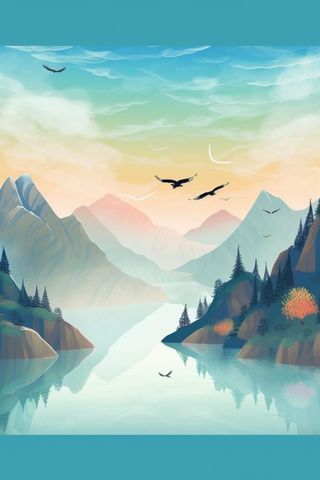 国潮仙鹤蓝色背景