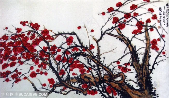 国画名家作品-刘海粟的艳斗汗宫春