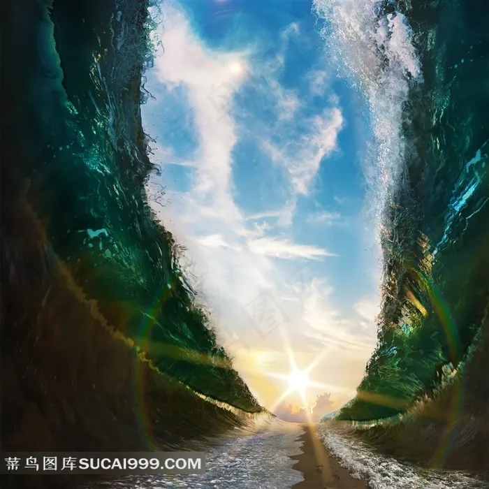 创意被掀开的海浪高清图片