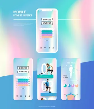 UI多页面包装展示手机APP交互界面样机长图概念PSD设计模板