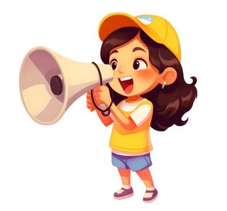 女孩拿着喇叭免抠