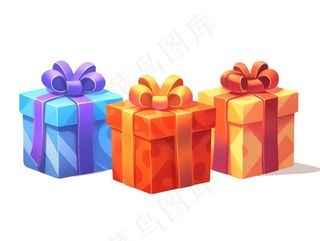 圣诞礼物礼盒卡通插画免抠