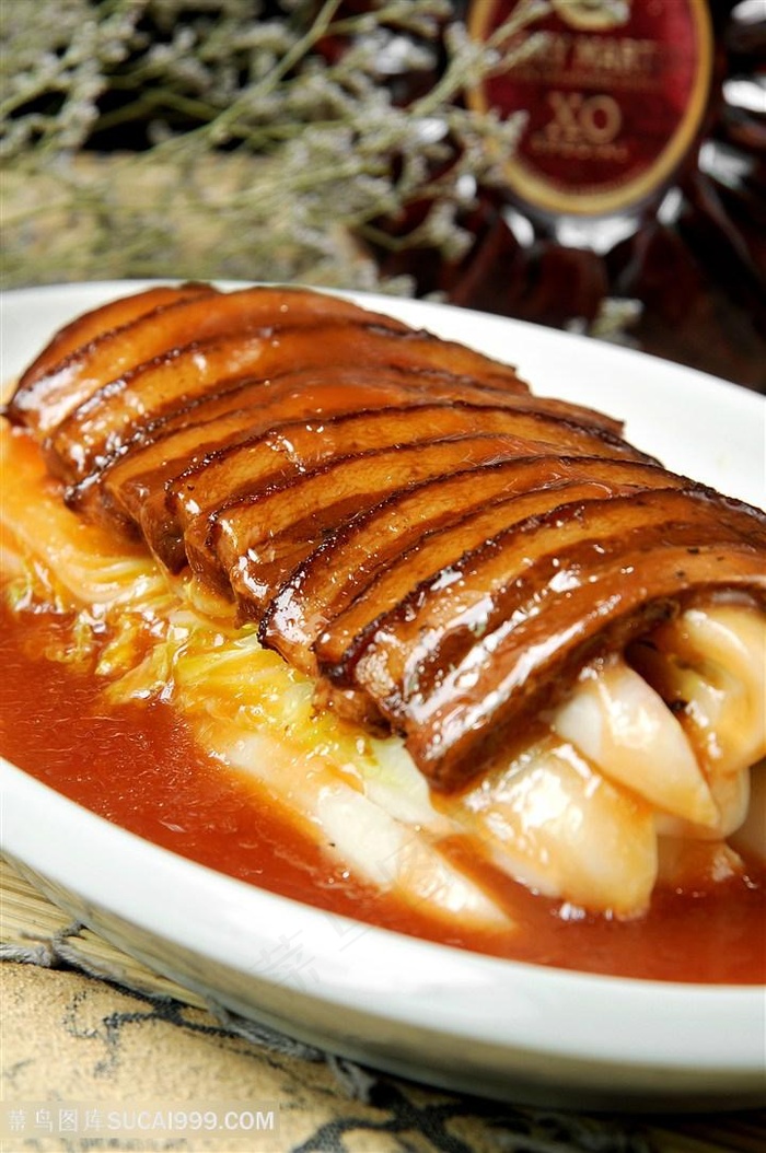 扣肉菜心中华美食摄影图