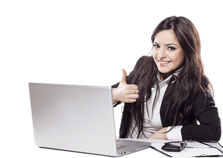 女士办公微笑电脑素材