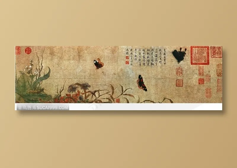 花鸟篇-三只蝴蝶与植物