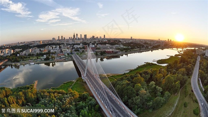 高架桥城市美景风景画壁纸