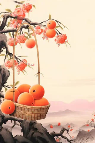 橘子国风水墨插画背景