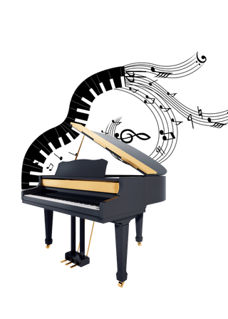 黑色音符钢琴_元素元素 插画