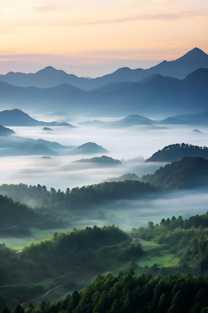 山脉树林高空摄影