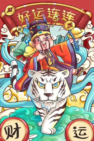 虎年中国风萌虎插画