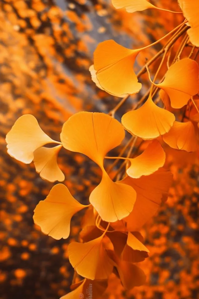 简约风摄影秋叶金黄色背景(896x1344)