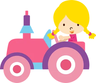 开车女孩拖拉机素材简笔人物