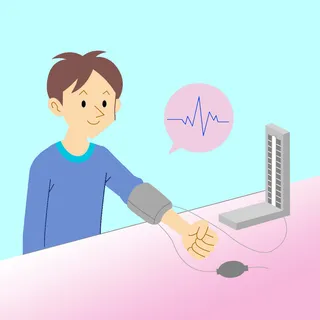 医生血压测量血压手绘插画 