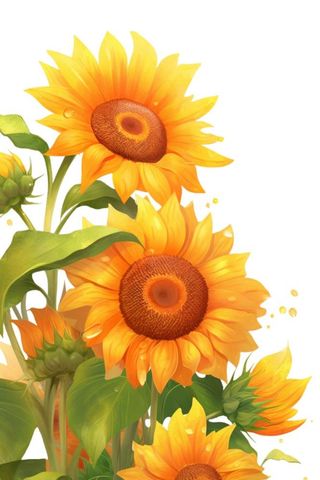 向日葵花朵插画元素